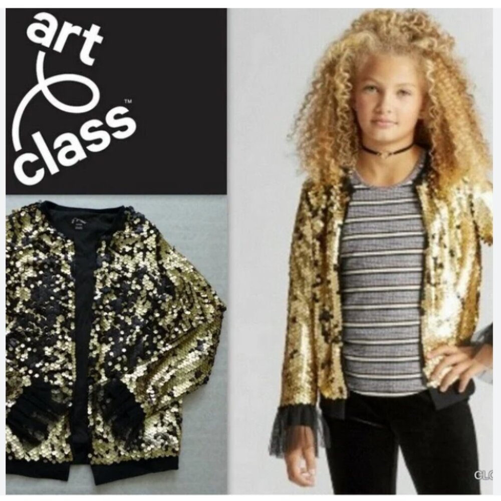 NWT Art Class Flip Sequin Jacket Tulle Sleeves Size Girls XL
